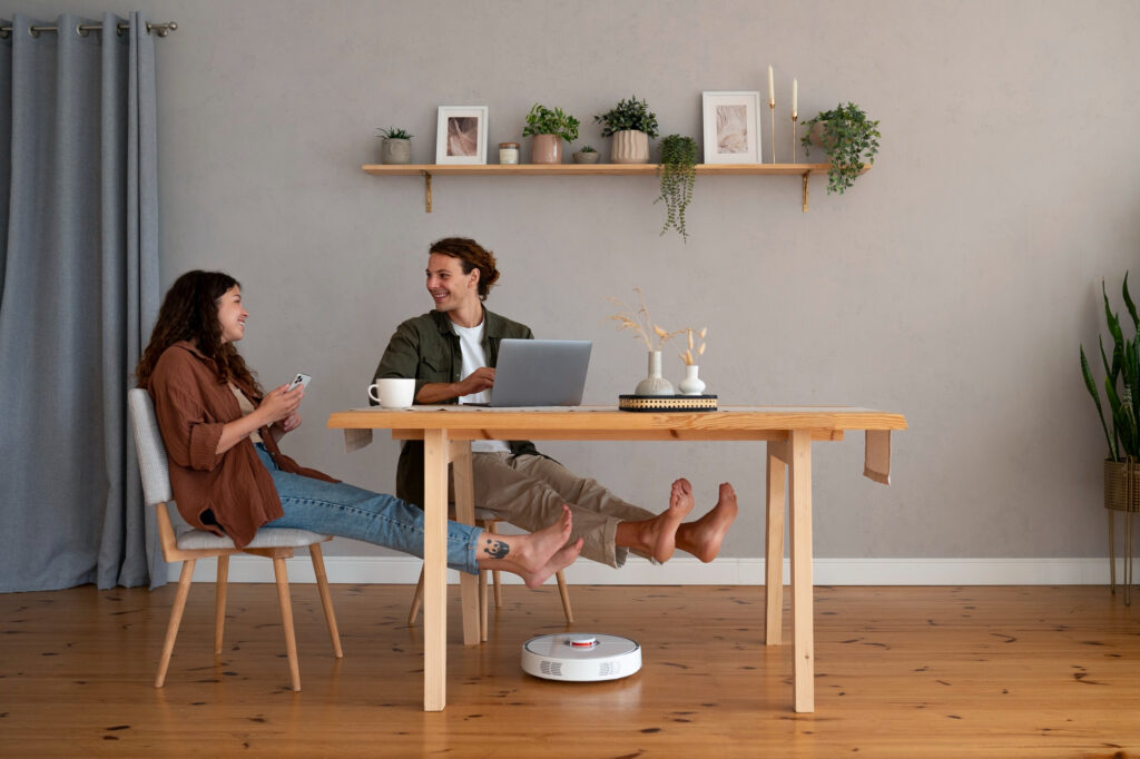 Pareja de tiro completo con aspiradora robótica